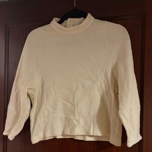 Cream Textured Long Sleeve Top